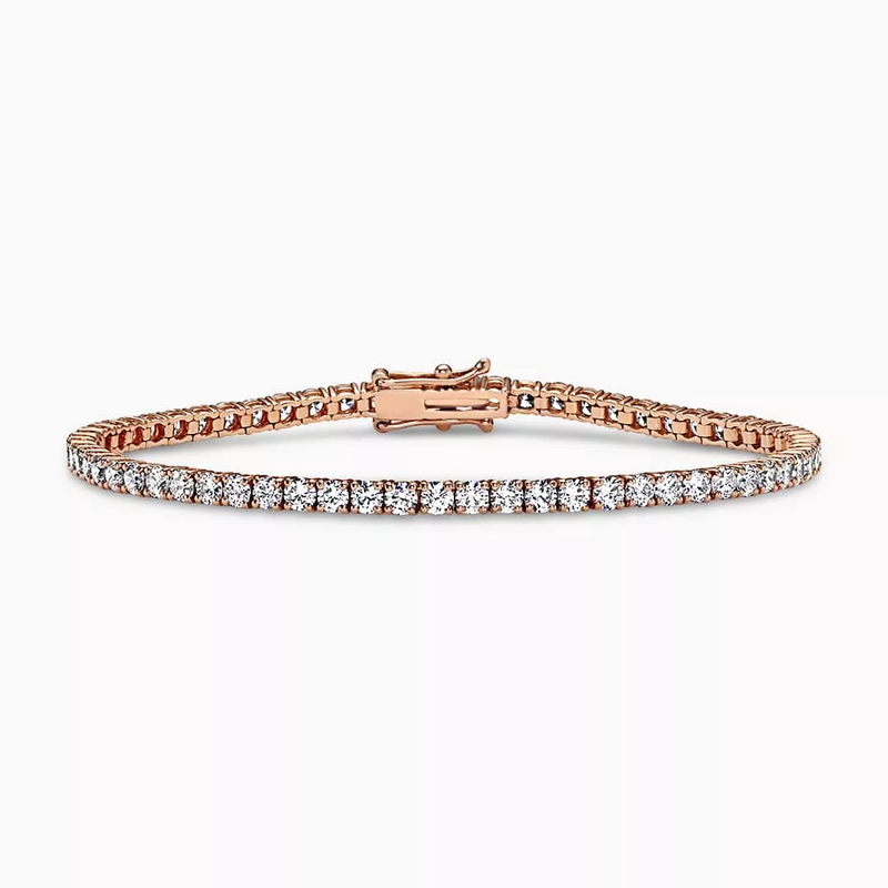 18ct rose gold LAB Grown round brilliant cut Diamond tennis bracelet in a four claw setting