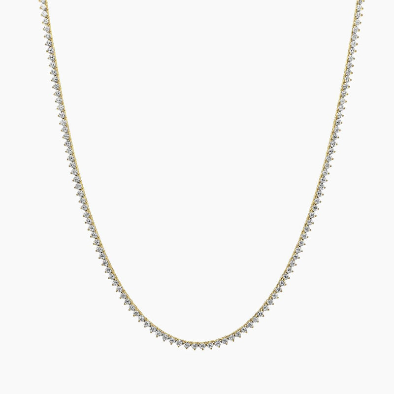 18ct yellow gold LAB Grown Diamond tennis necklace in a three claw setting