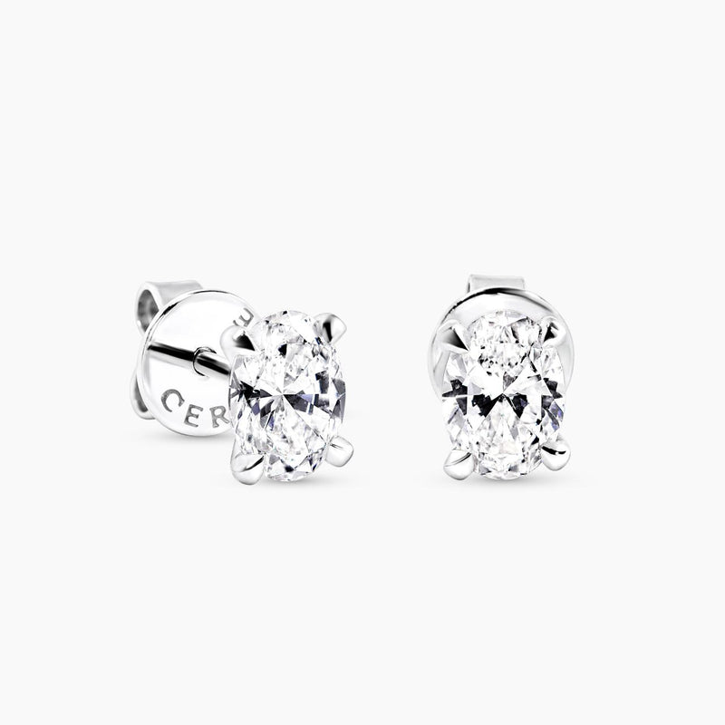 18ct white gold 1.03ct oval cut diamond stud earrings