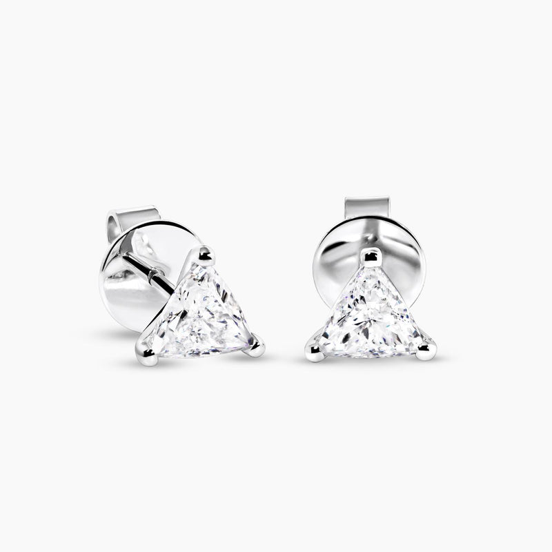 18ct white gold 1.04ct trilliant cut diamond stud earrings