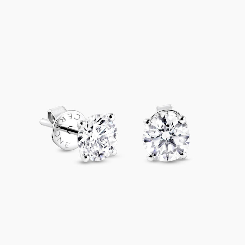 18ct white gold 2=1.80ct round brilliant cut diamond stud earrings