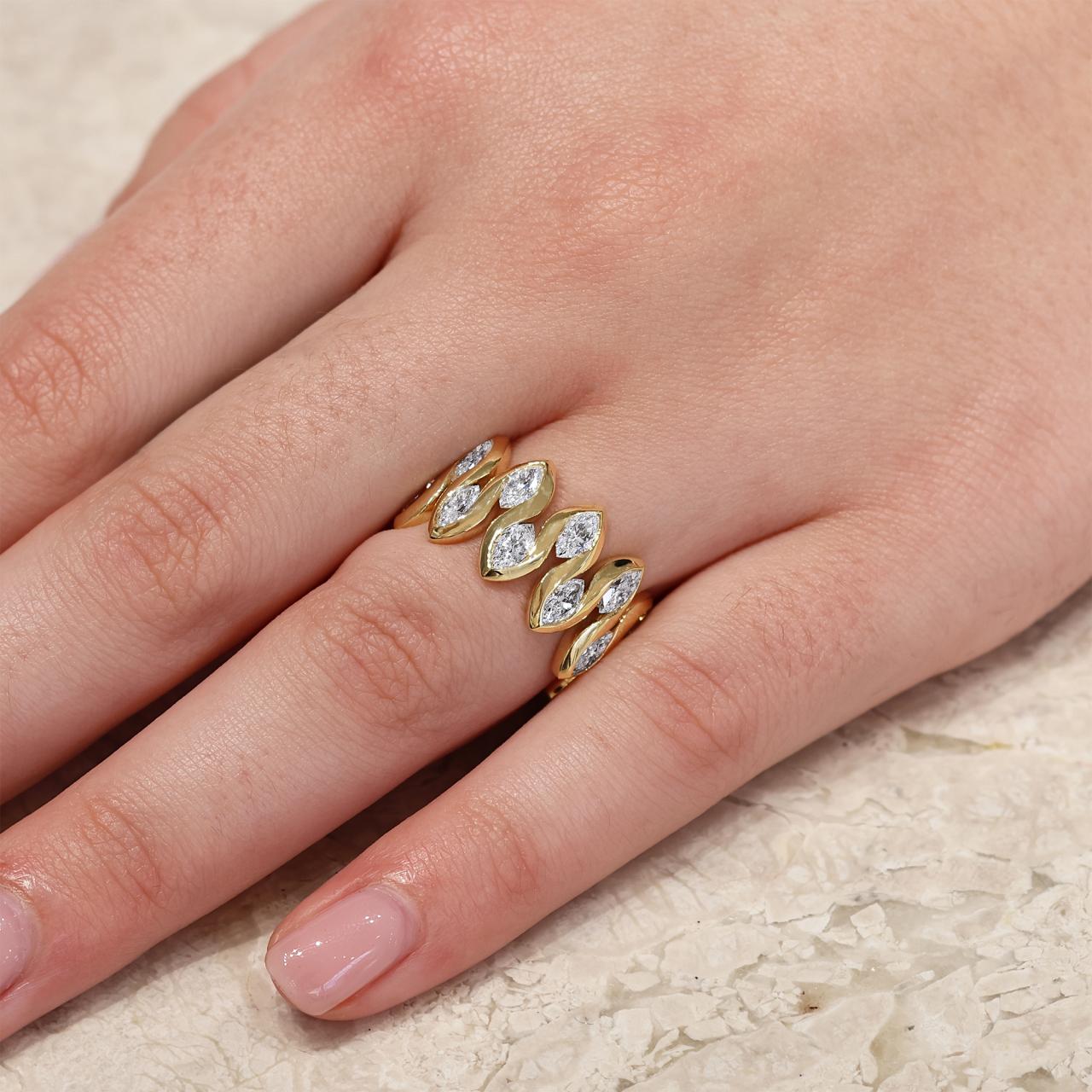 18ct yellow gold full circle 3.78ct marquise cut diamond ring