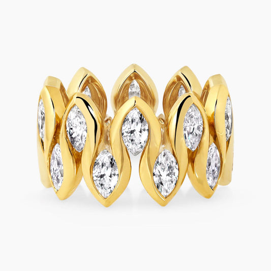 18ct yellow gold full circle 3.78ct marquise cut diamond ring