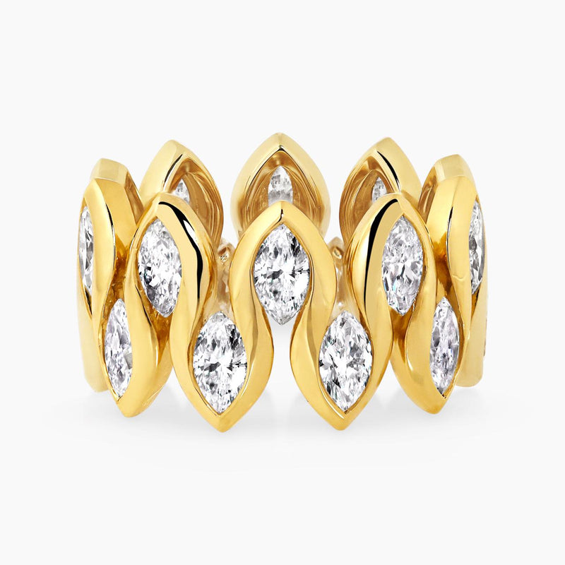 18ct yellow gold full circle marquise cut diamond ring