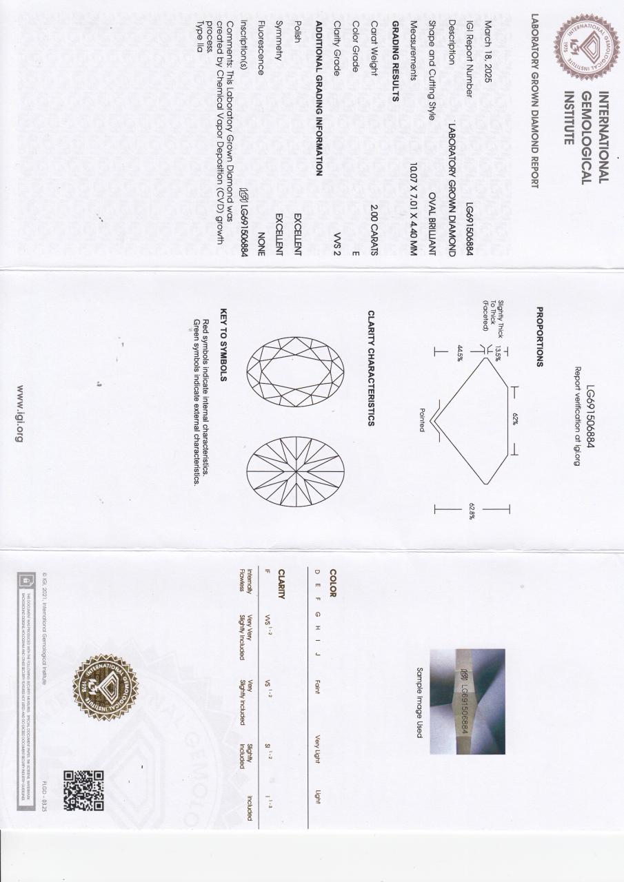 18ct white gold 2.00ct oval cut lab grown diamond halo ring