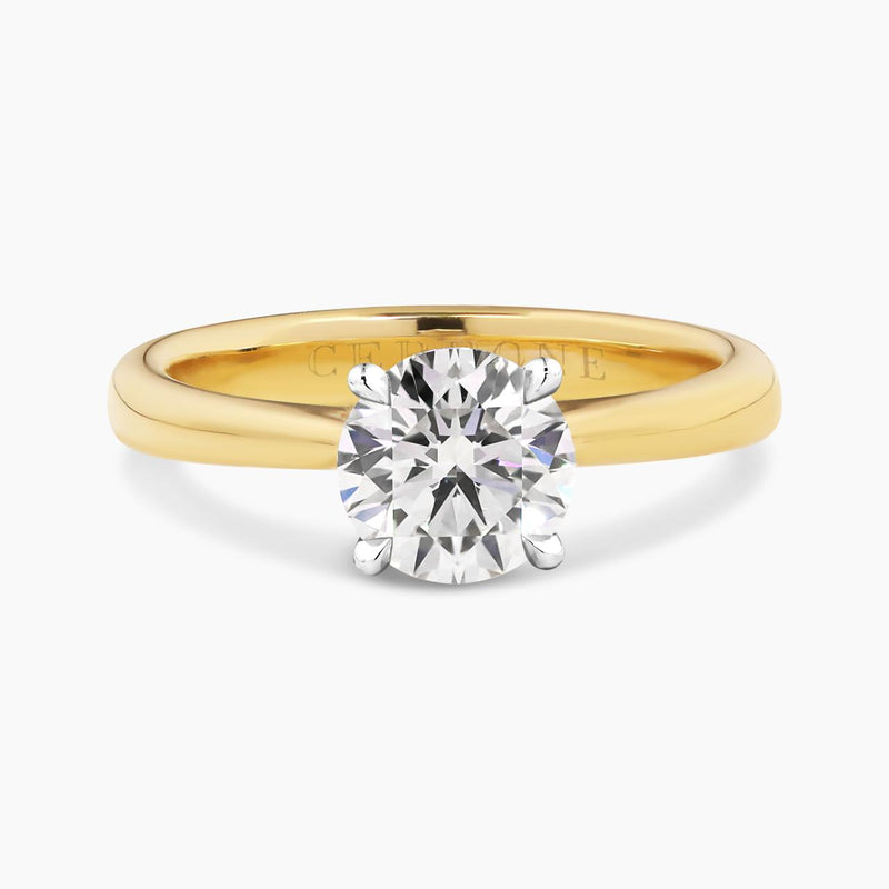 18ct yellow and white gold 1.20ct round brilliant cut LAB Grown diamond solitaire engagement ring