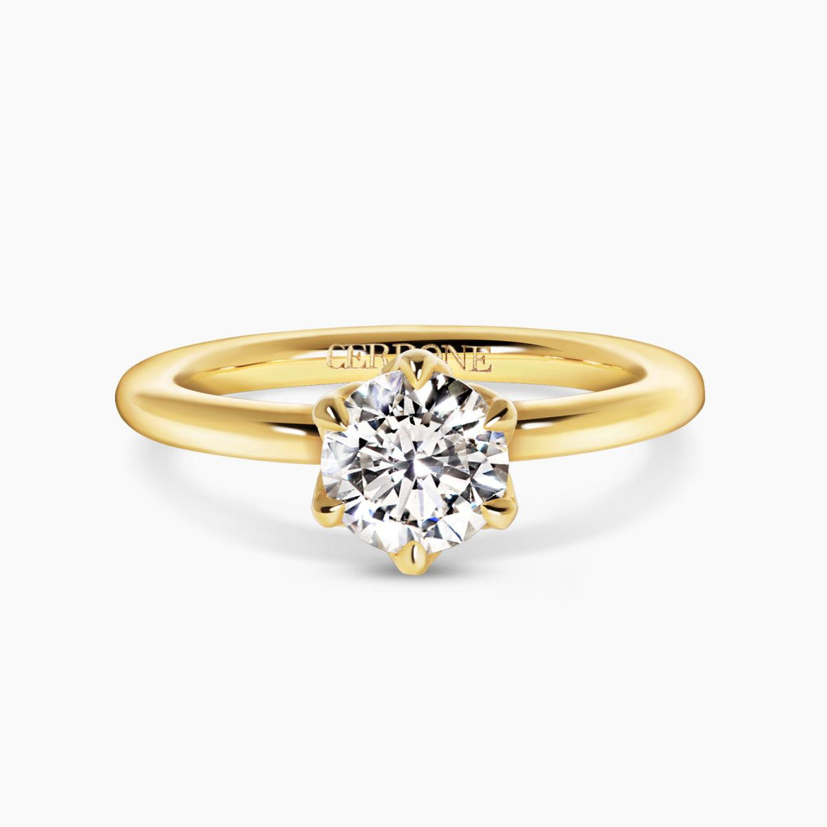 FLORENCE 18ct yellow gold 1.00ct round brilliant cut diamond six claw solitaire engagement ring