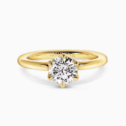 FLORENCE 18ct yellow gold 1.00ct round brilliant cut diamond six claw solitaire engagement ring