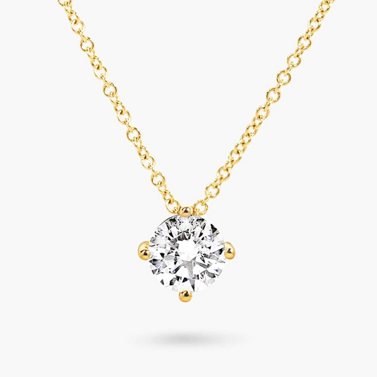 18ct yellow gold 0.33ct F SI round brilliant cut diamond slider pendant on 18ct yellow gold chain