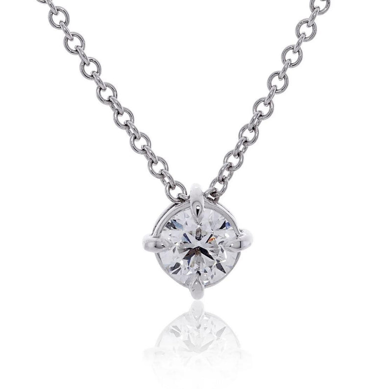 18ct white gold round brilliant cut diamond solitaire necklace