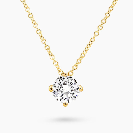 18ct yellow gold 0.70ct round brilliant cut diamond pendant on 18ct yellow gold trace chain