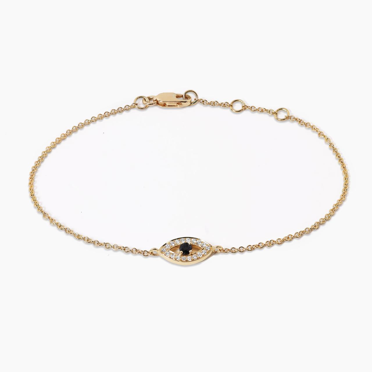 18ct yellow gold sapphire and diamond evil eye bracelet