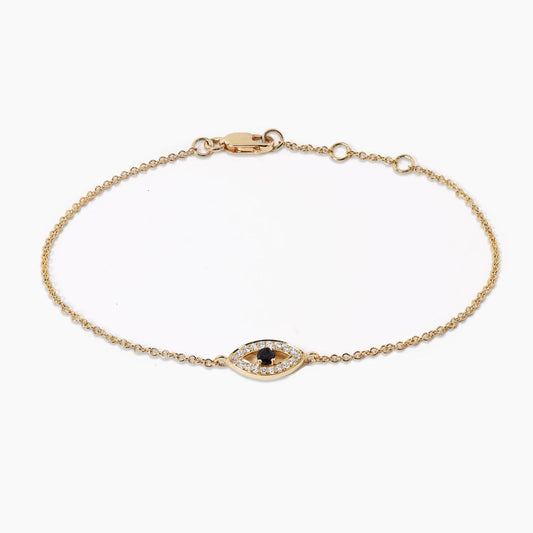 18ct yellow gold sapphire and diamond evil eye bracelet