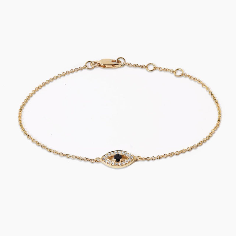 18ct yellow gold sapphire and diamond evil eye bracelet