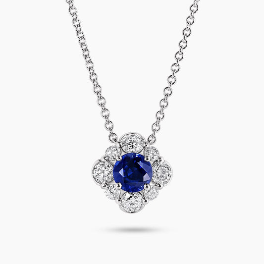 18ct white gold 0.84ct round sapphire and diamond necklace