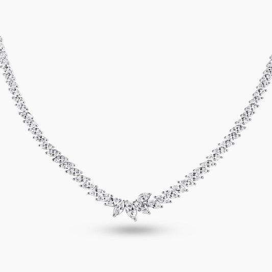 18ct white gold marquise cut diamond tennis necklace
