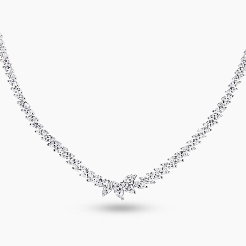 18ct white gold marquise cut diamond tennis necklace