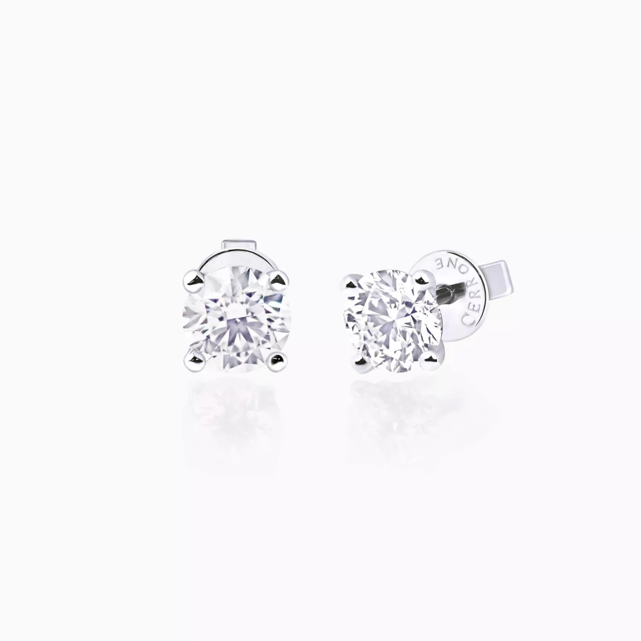 18ct white gold 2=0.80ct FG SI round brilliant cut diamond solitaire stud earrings in a four claw setting