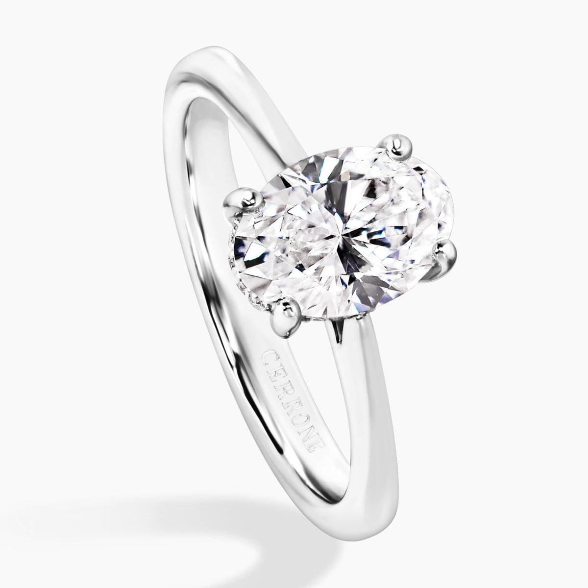 18ct white gold 1.25ct F VS1 oval LAB Grown diamond ring with hidden halo IGI Cert