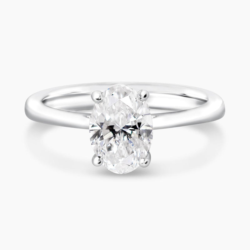 18ct white gold oval LAB Grown diamond ring with hidden halo