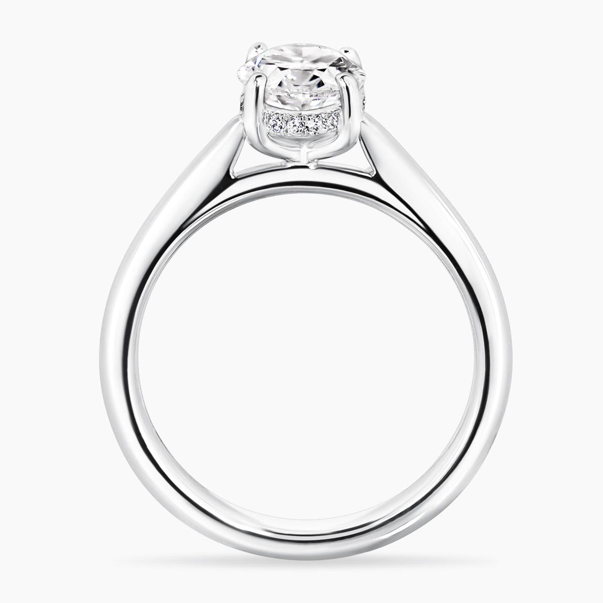 18ct white gold 1.25ct F VS1 oval LAB Grown diamond ring with hidden halo IGI Cert