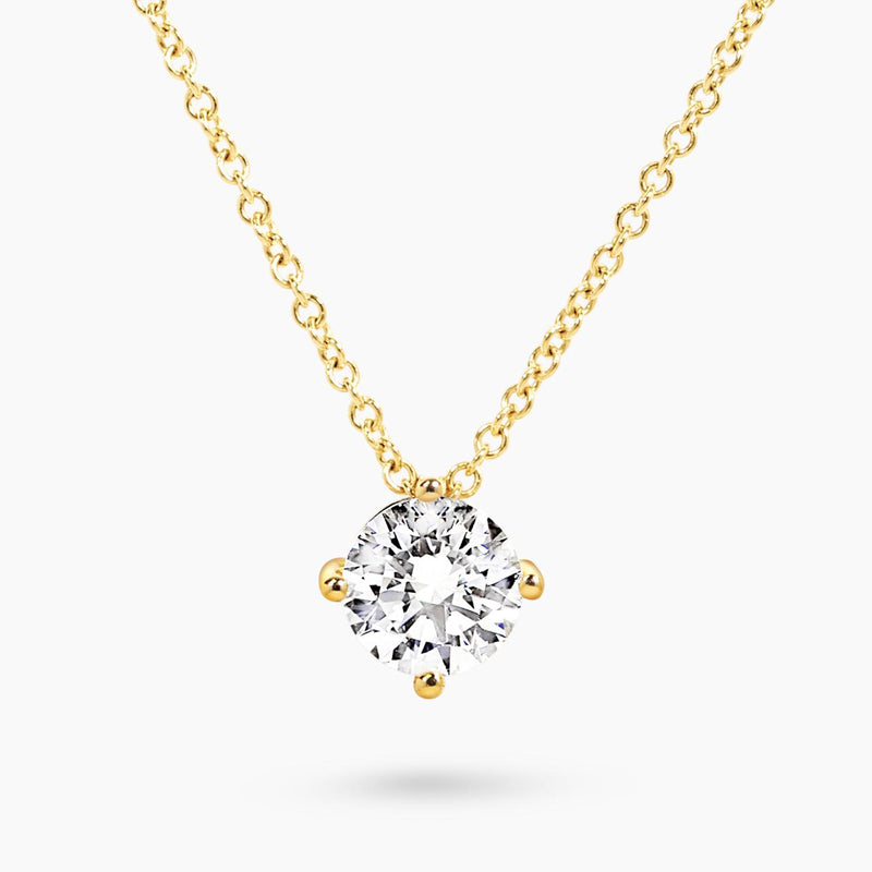 18ct yellow gold 1.50ct round brilliant cut diamond pendant on 18ct yellow gold trace chain
