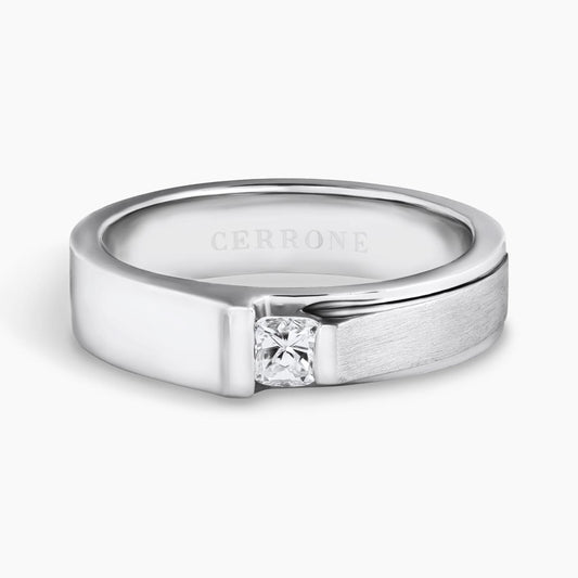 18ct white gold 0.36ct cushion cut diamond mens ring