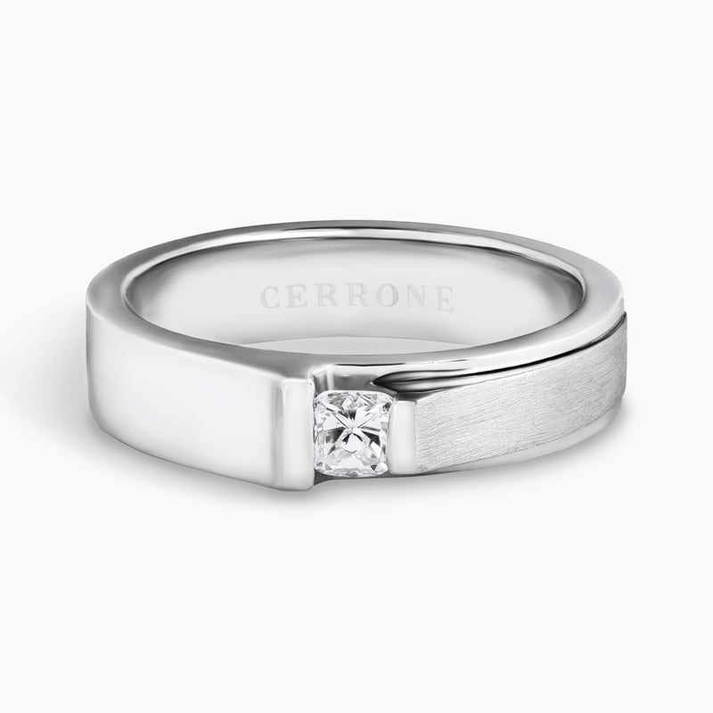 18ct white gold 0.36ct cushion cut diamond mens ring