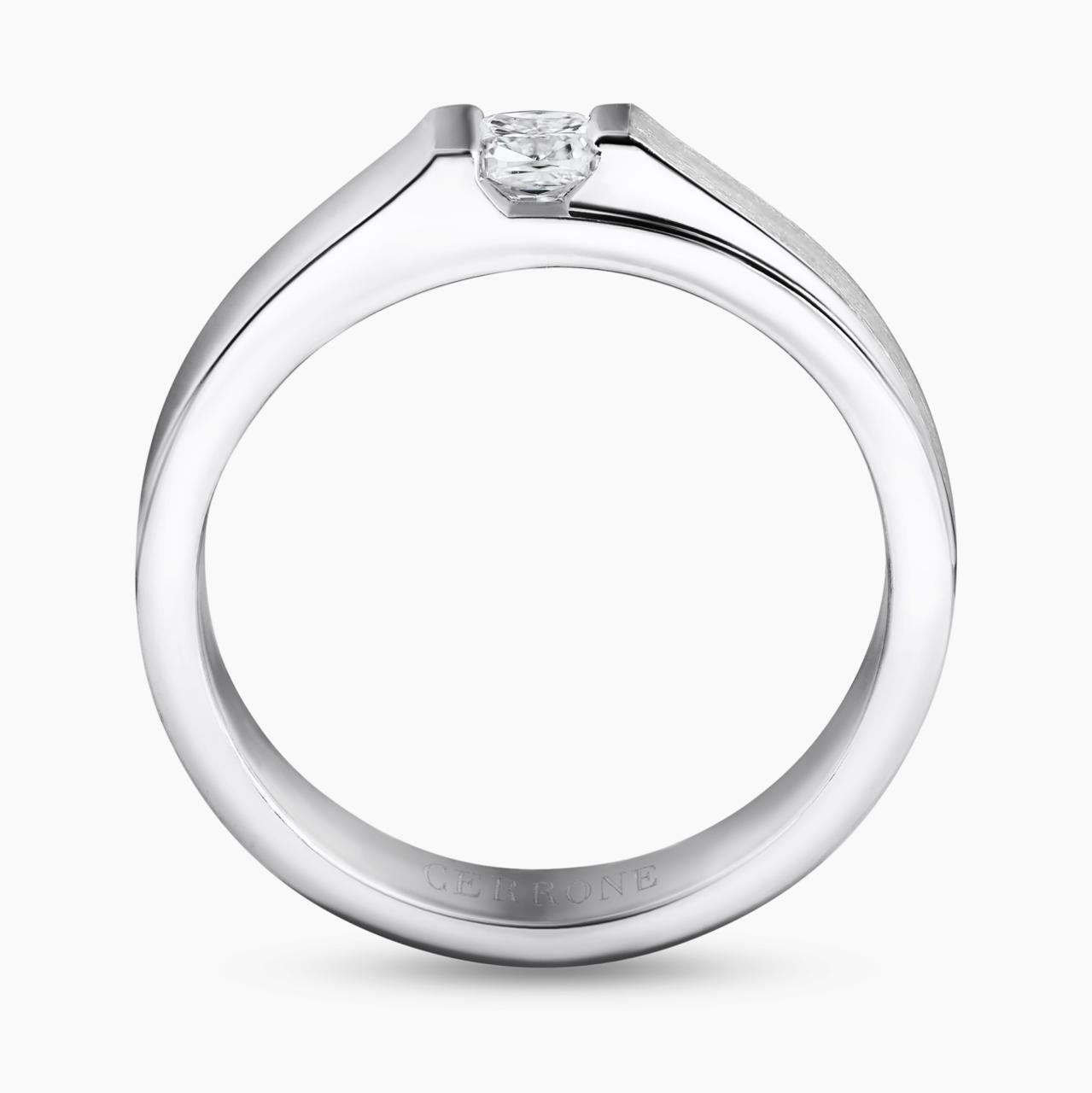 18ct white gold 0.36ct cushion cut diamond mens ring