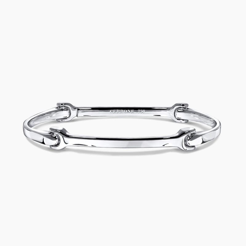 18ct white gold gents dog bone bracelet