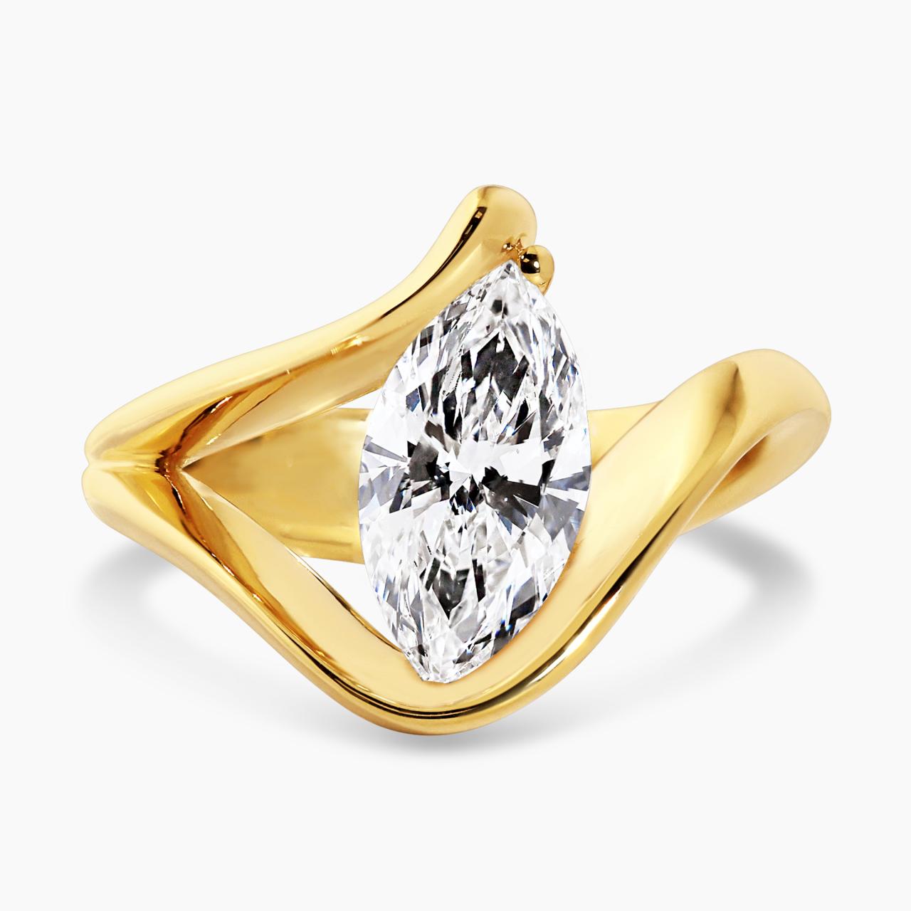 18ct yellow gold 1.50ct E VVS2 Marquise cut LAB Grown Diamond ring