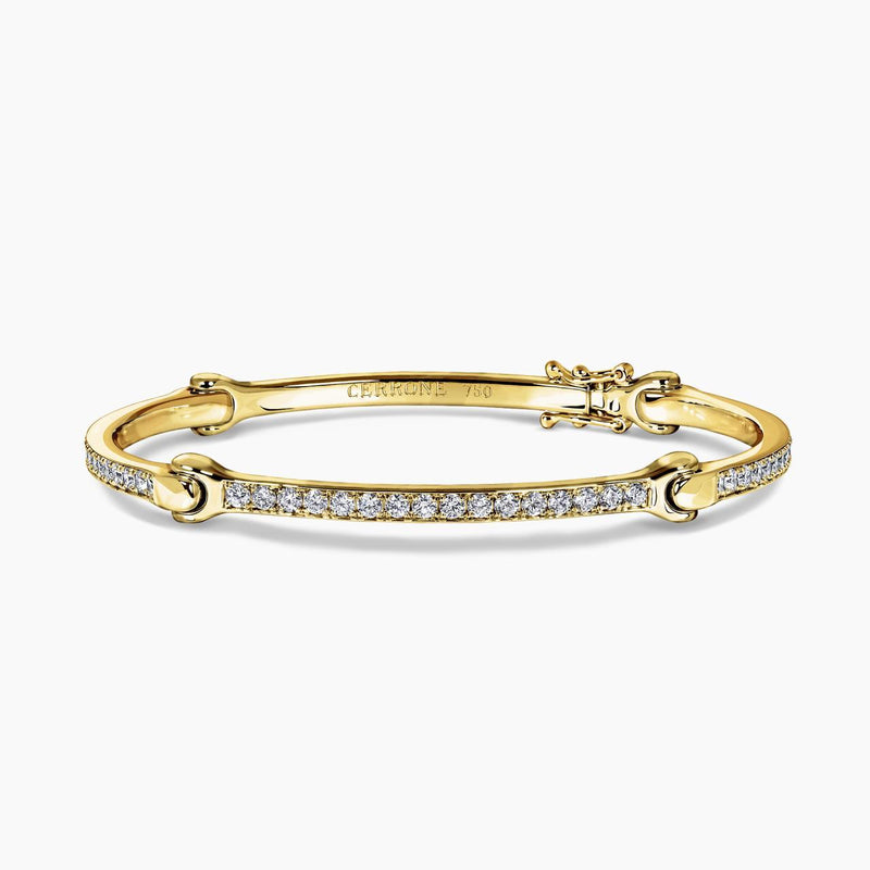 18ct yellow gold diamond dog bone bracelet