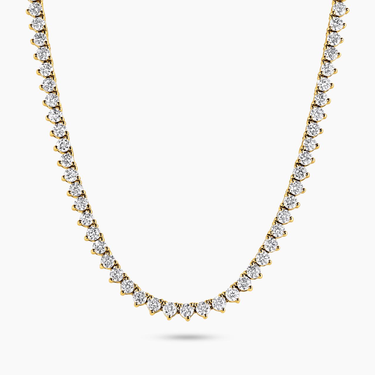 18ct yellow gold 135=10.22ct diamond tennis necklace