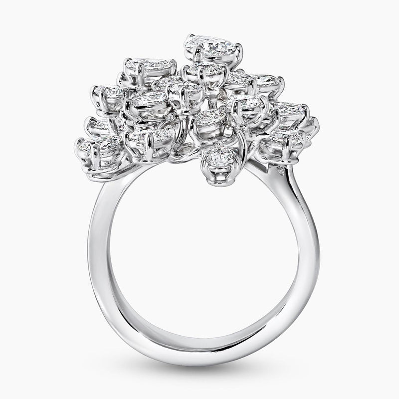 18ct white gold pear, marquise and round brilliant cut diamonds ring