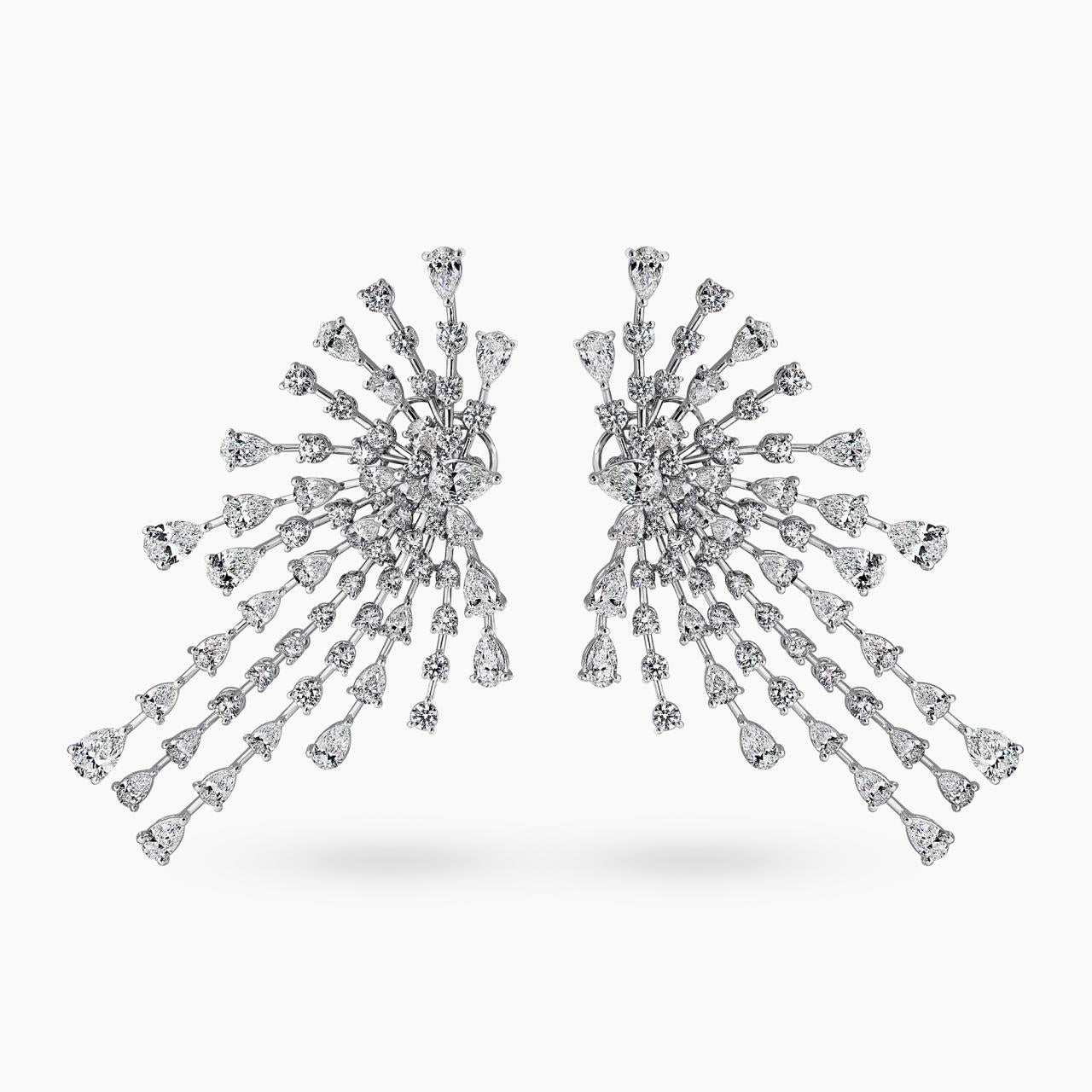 Illuminare - 18ct white gold pear and round brilliant cut diamond fancy drop earrings