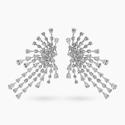 Illuminare - 18ct white gold pear and round brilliant cut diamond fancy drop earrings