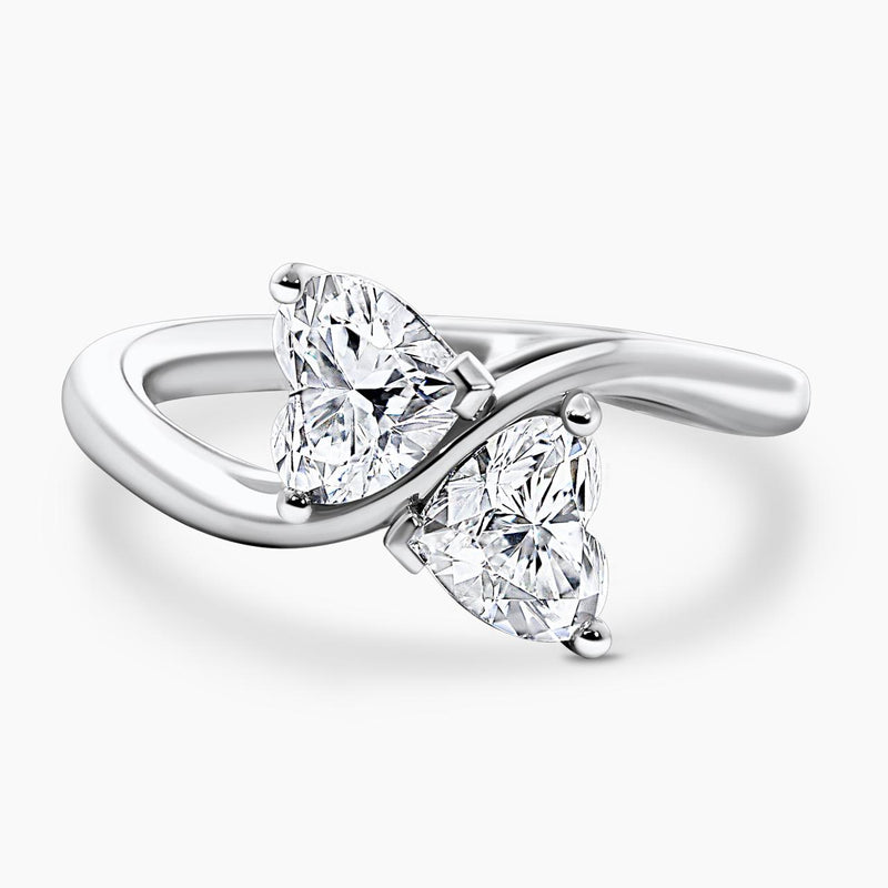 18ct white gold 2=1.60ct EF VS heart shaped LAB Grown diamonds engagement ring