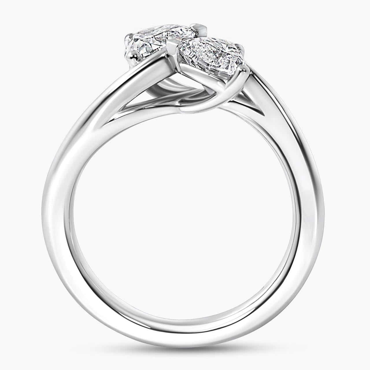 18ct white gold 2=1.60ct EF VS heart shaped LAB Grown diamonds ring