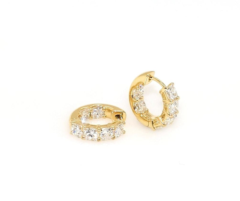 18ct yellow gold cushion cut diamond hoop earrings