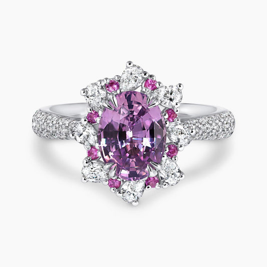 FIORE ROSA - 18ct white gold 2.04ct unheated oval pink sapphire and diamond ring