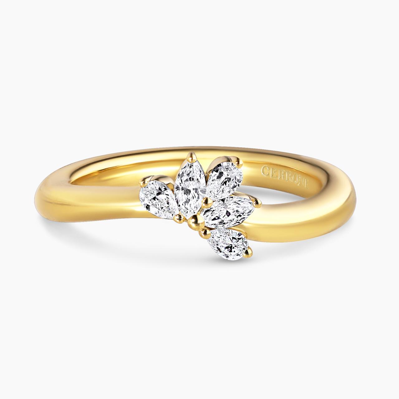18ct yellow gold pear and marquise shaped LAB Grown diamond ring