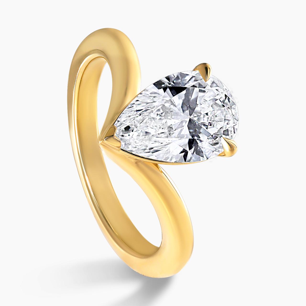 18ct yellow gold 2.08ct E VVS2 pear shaped LAB Grown Diamond solitaire ring