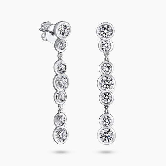 18ct white gold 4.83ct round diamond drop earrings in a bezel setting