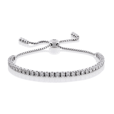 18ct white gold diamond adjustable tennis bracelet