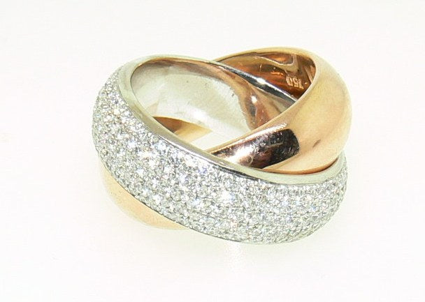 18ct white and rose gold 1.75ct diamond twist ring