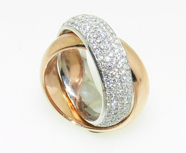 18ct white and rose gold 1.75ct diamond twist ring