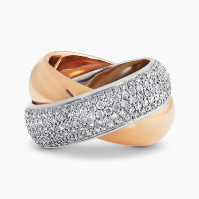18ct white and rose gold diamond twist ring