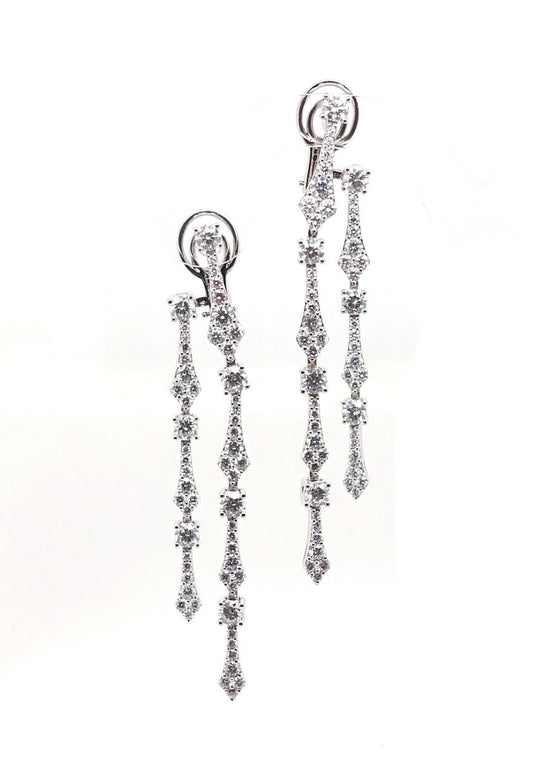 18ct white gold 118=2.73ct diamond drop earrings