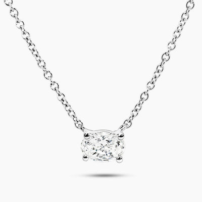 18ct white gold 0.44ct solitaire oval pendant on an 45cm 18ct white gold trace chain