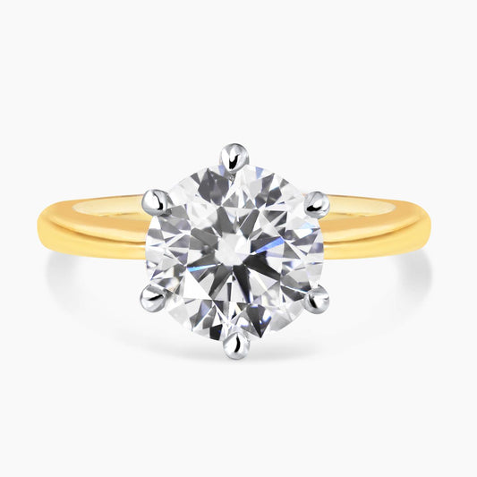 POSITANO - 18ct yellow and white gold 3.20ct D VVS2 round brilliant cut lab grown diamond six claw solitaire ring